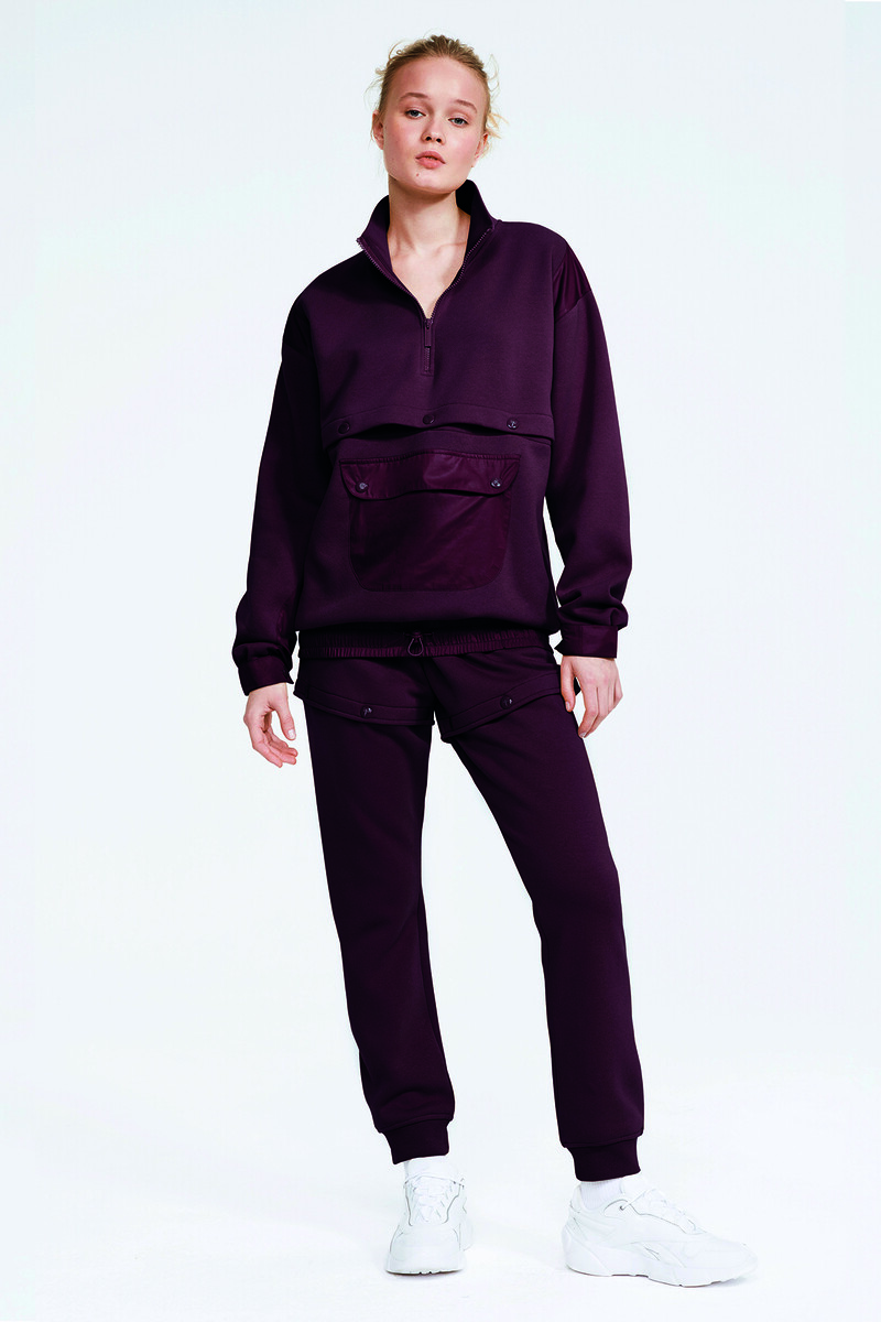 ELLIOT - FLEECE ÇEYREK FERMUARLI CROPPABLE EŞOFMAN ÜST - 