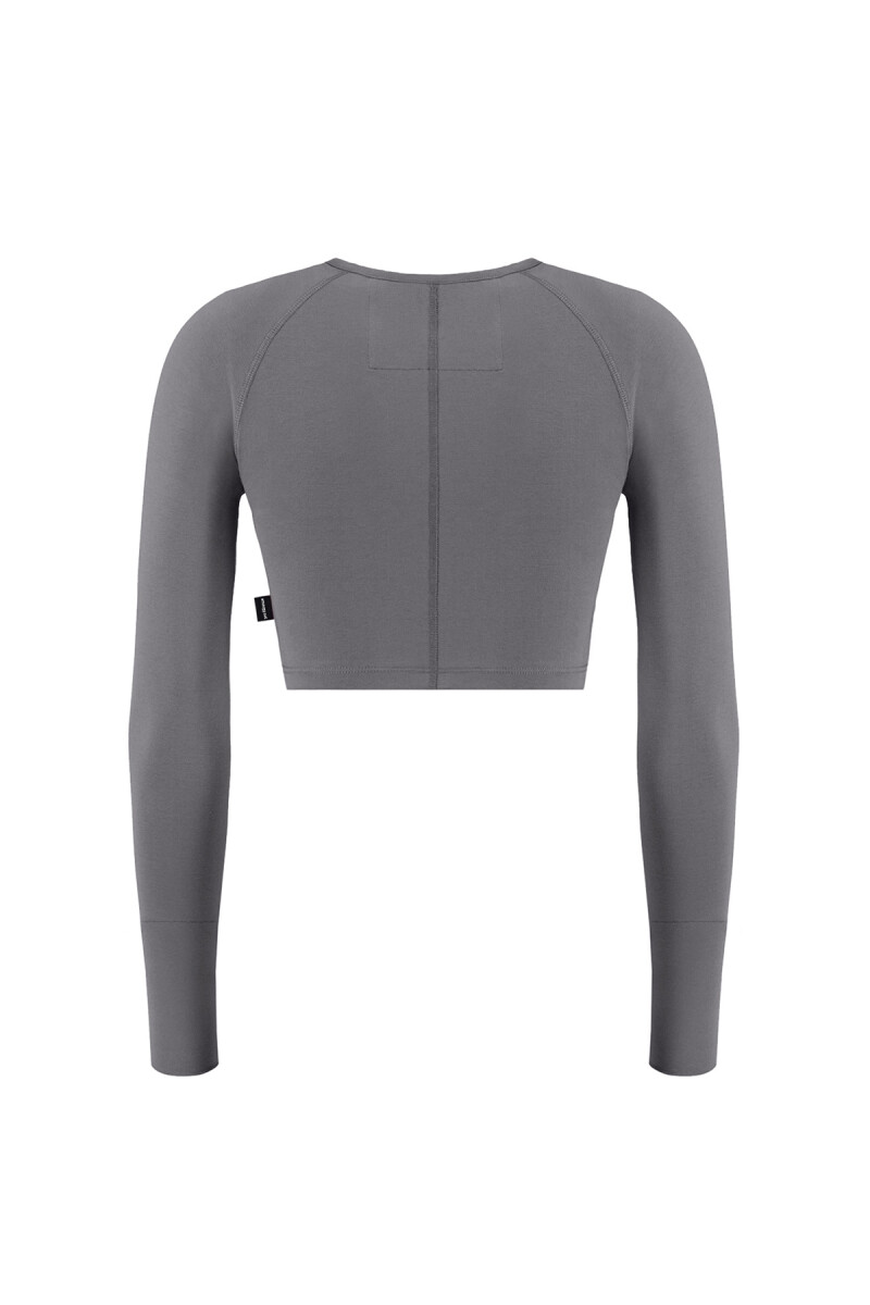 JULIE - BİSİKLET YAKA BASIC UZUN KOLLU CROP T-SHIRT - (1)