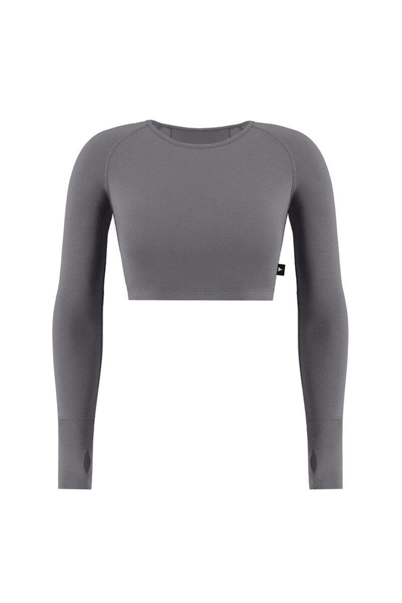 JULIE - BİSİKLET YAKA BASIC UZUN KOLLU CROP T-SHIRT - 