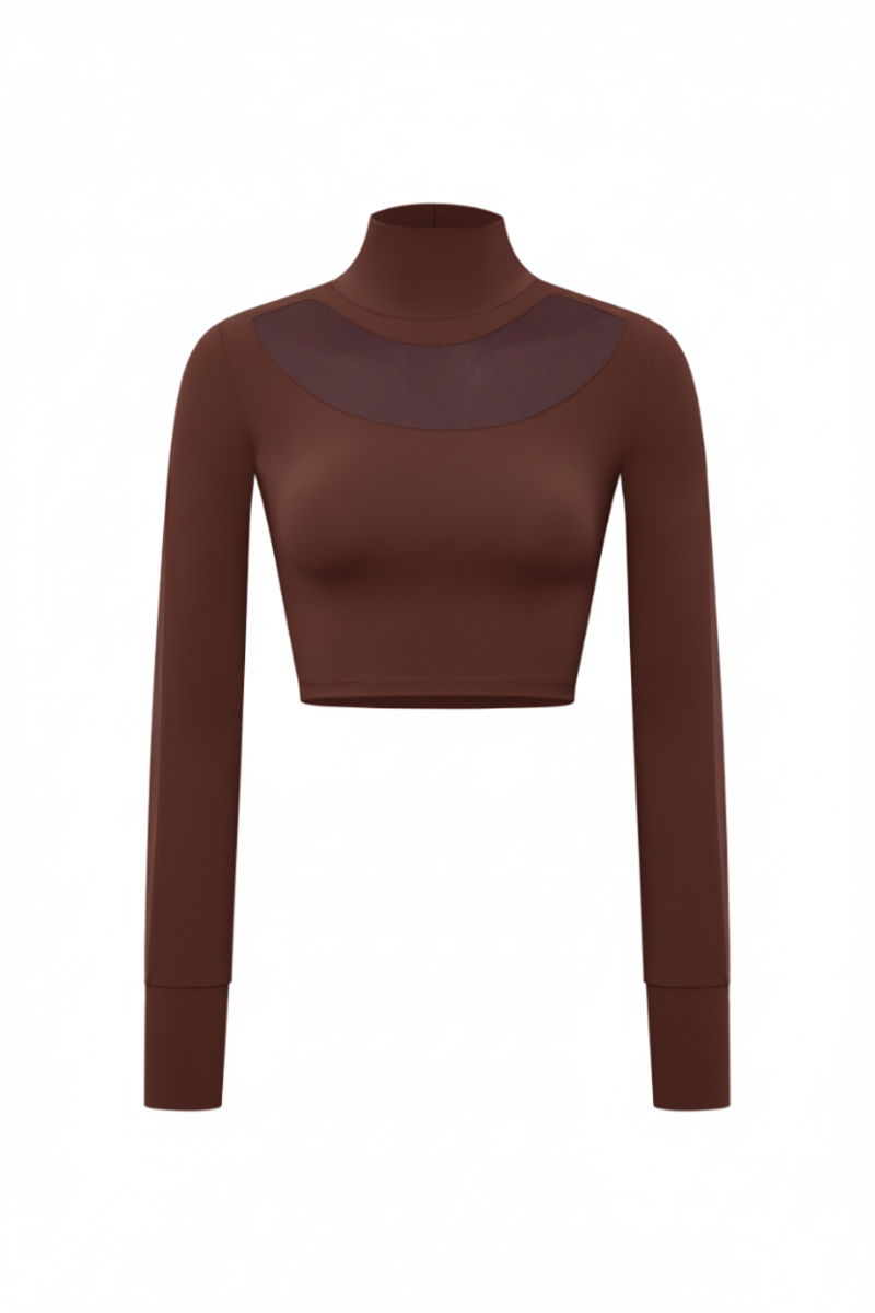 KAIA - TULLE DETAIL LONG SLEEVE TOP - 