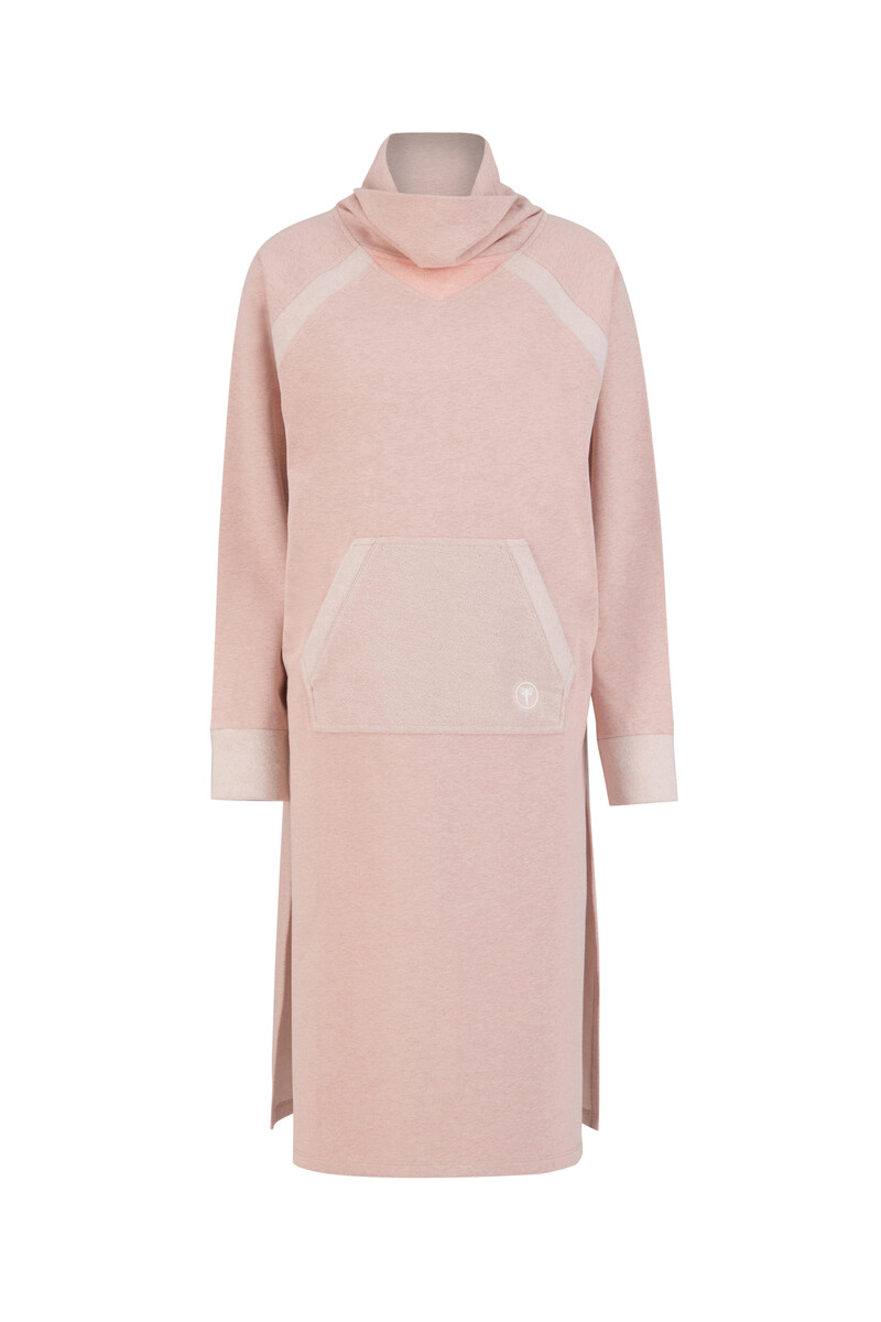 SHARON - FLEECE UZUN KOLLU KANGURU CEPLİ MİDİ ELBİSE - 